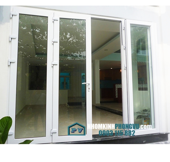 Mẫu cửa nhôm xingfa màu trắng sứ 4 cánh mở quay 04
